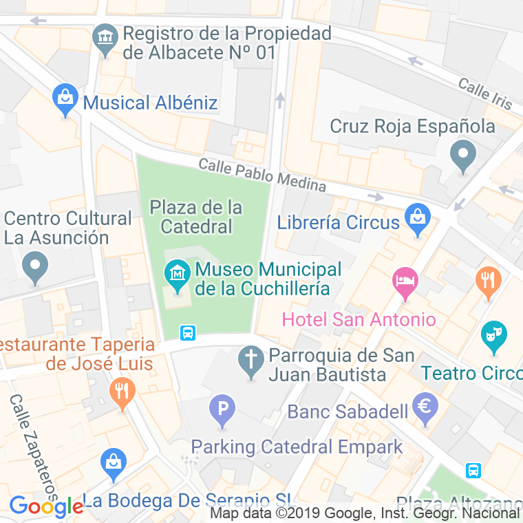 Código Postal calle Catedral, plaza (Impares Del 1 Al 5)  (Pares Del 2 Al 4) en Albacete
