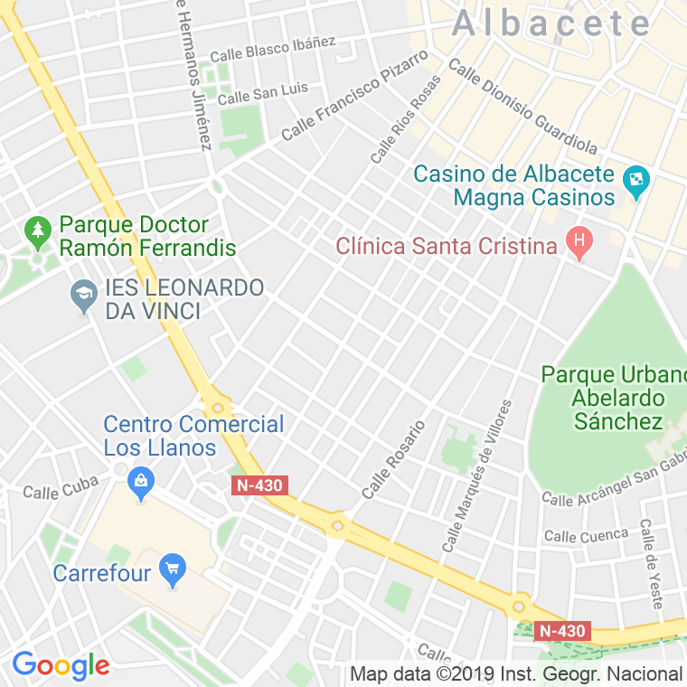Código Postal calle Arquitecto Vandelvira   (Impares Del 55 Al Final)  (Pares Del 48 Al Final) en Albacete