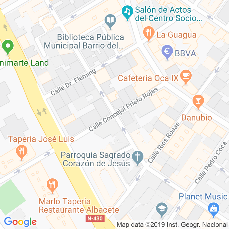 Código Postal calle Concejal Prieto Rojas en Albacete