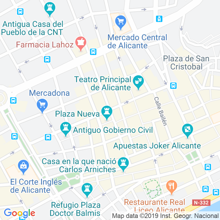 Código Postal calle Cesar Elguezabal en Alacant/Alicante