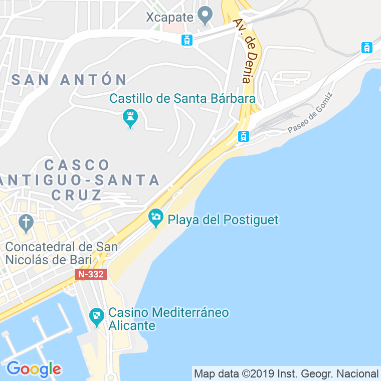 Código Postal calle Postiguet, playa en Alacant/Alicante