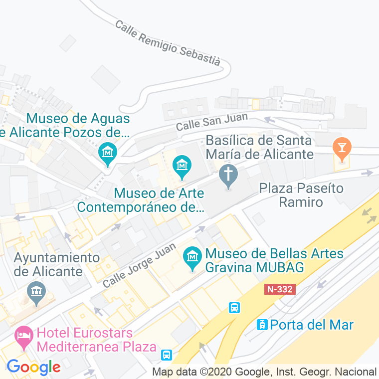 Código Postal calle Santa Maria, plaza en Alacant/Alicante