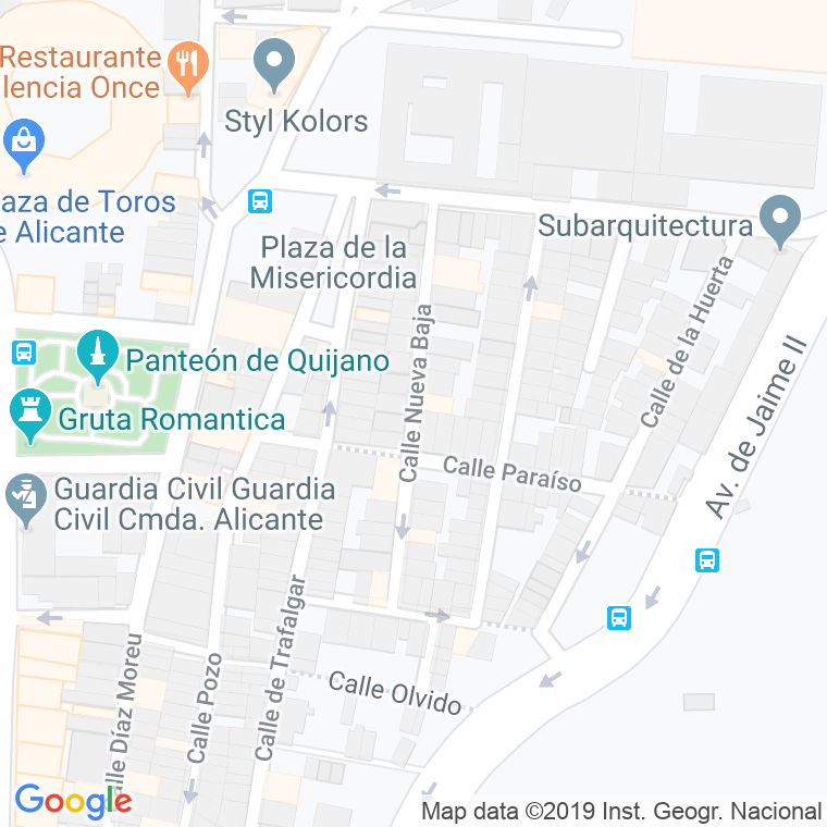 Código Postal calle Nueva Baja en Alacant/Alicante