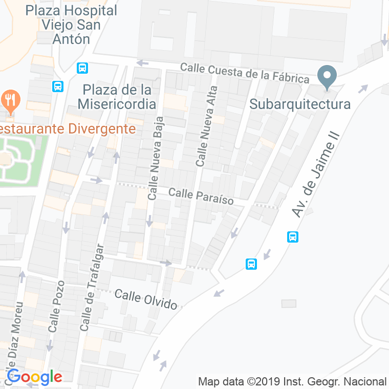 Código Postal calle Paraiso en Alacant/Alicante