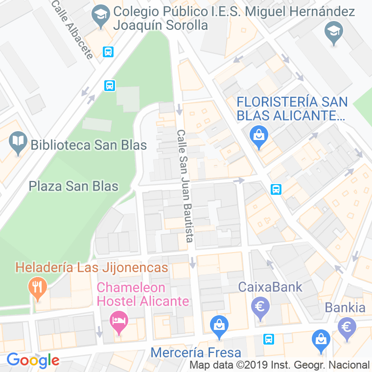Código Postal calle San Juan Bautista en Alacant/Alicante