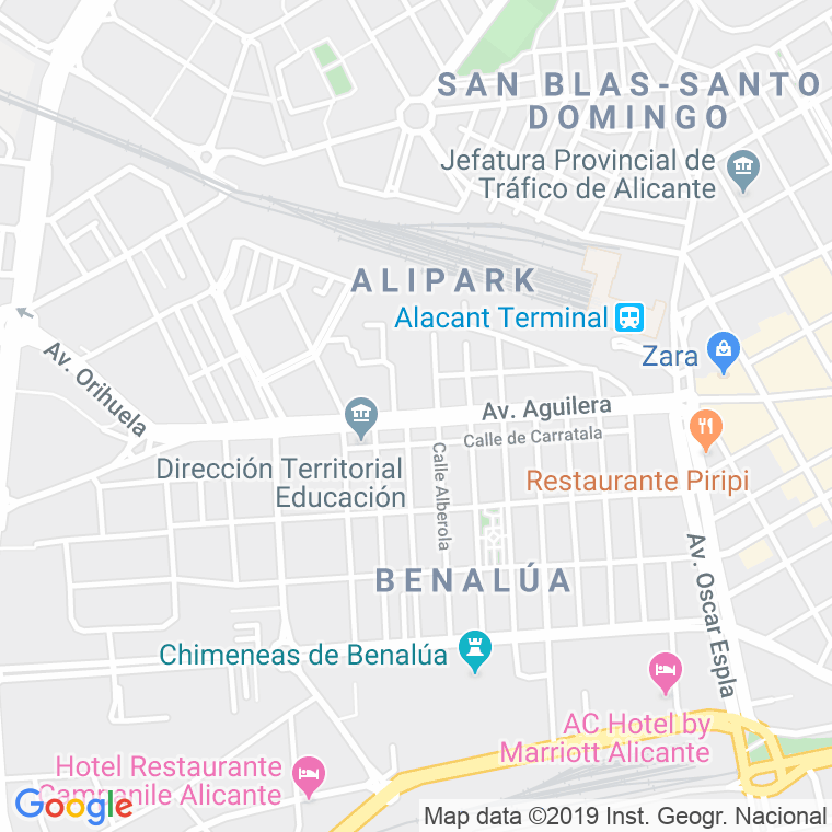Código Postal calle Aguilera, De, avenida (Pares Del 2 Al Final) en Alacant/Alicante