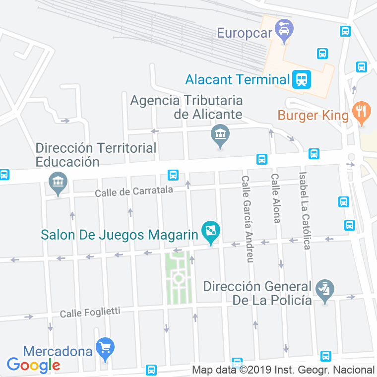 Código Postal calle Carratala en Alacant/Alicante