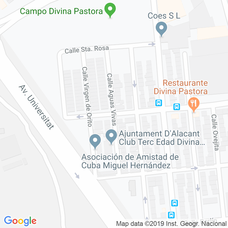 Código Postal calle Aguas Vivas en Alacant/Alicante