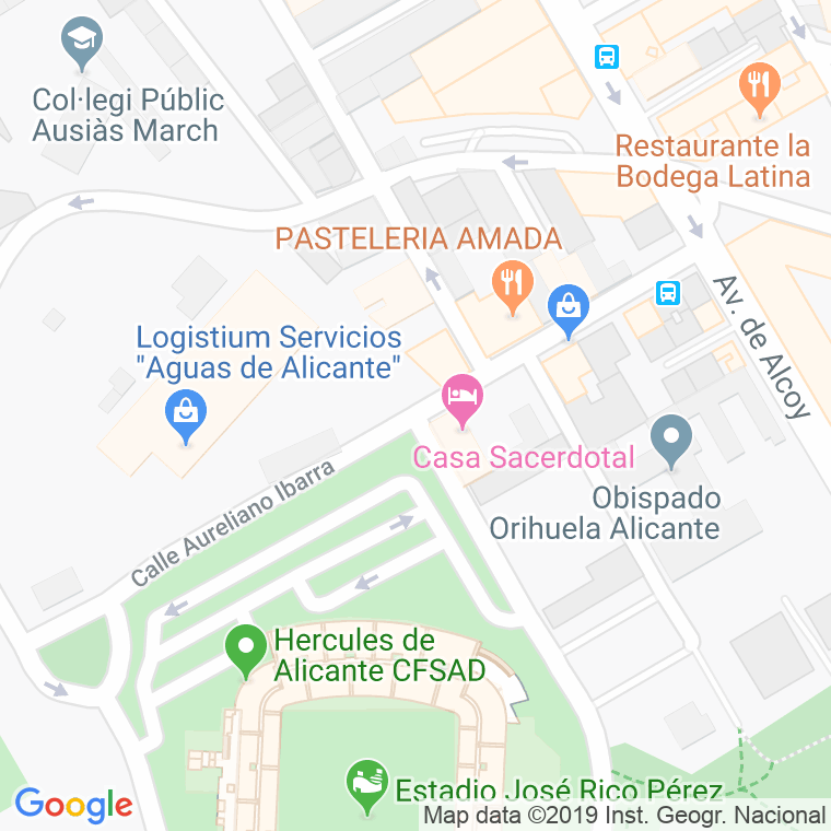 Código Postal calle Aureliano Ibarra en Alacant/Alicante