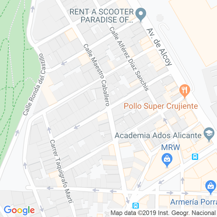 Código Postal calle Capitan Rueda en Alacant/Alicante