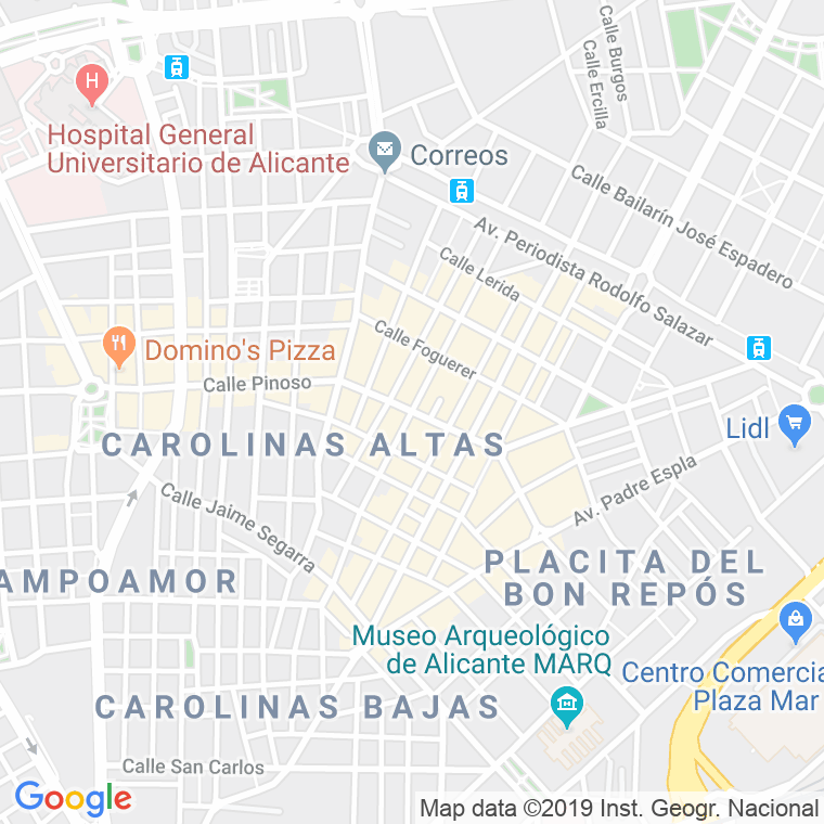 Código Postal calle Doctor Bergez en Alacant/Alicante