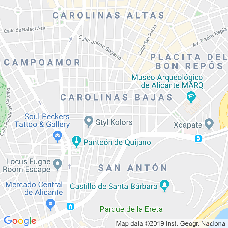 Código Postal calle San Carlos   (Impares Del 1 Al 65)  (Pares Del 2 Al 62) en Alacant/Alicante