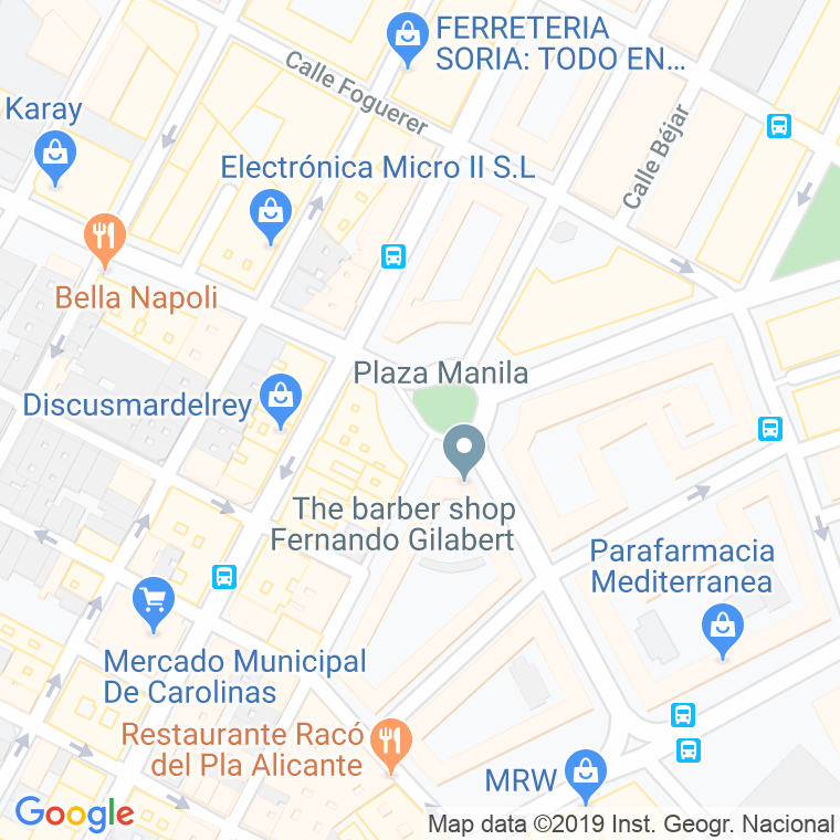 Código Postal calle Manila, plaza en Alacant/Alicante