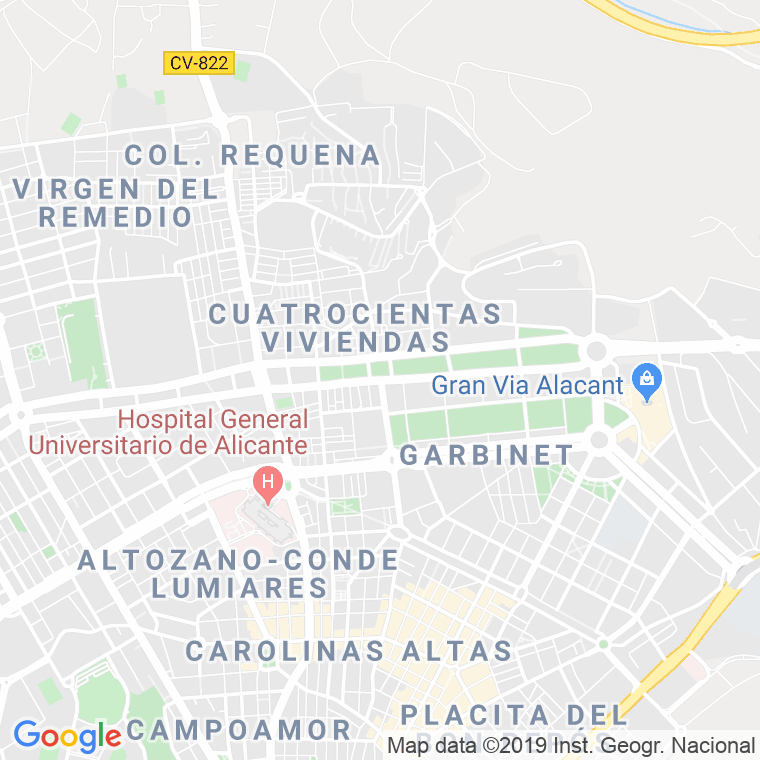 Código Postal calle Alonso Cano   (Pares Del 42 Al Final) en Alacant/Alicante