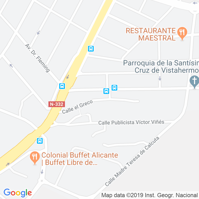 Código Postal calle Greco, El en Alacant/Alicante