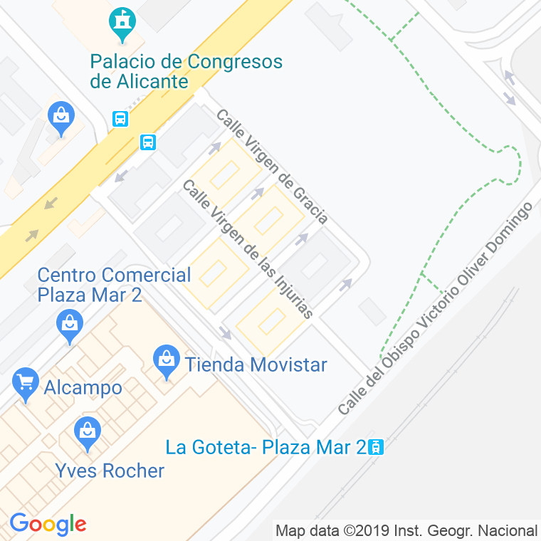 Código Postal calle Virgen De Las Injurias en Alacant/Alicante