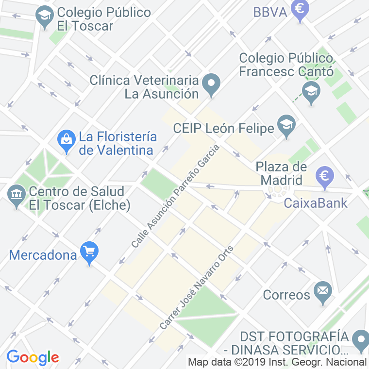 Código Postal calle Asuncion Parreño Garcia en Elx/Elche