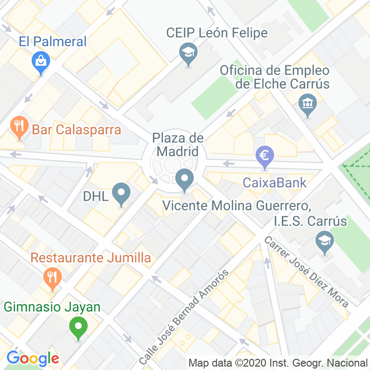 Código Postal calle Madrid, plaza en Elx/Elche