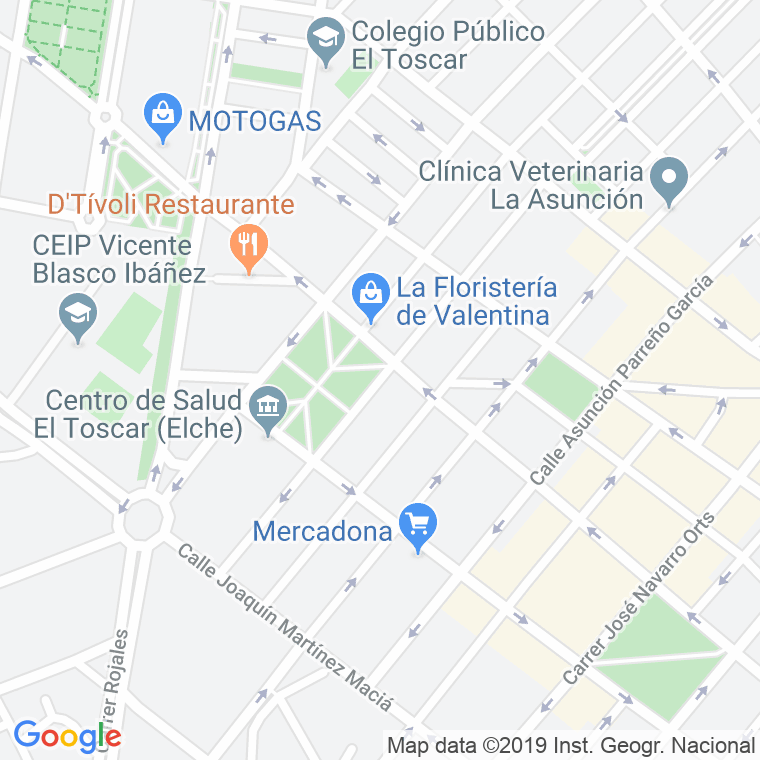 Código Postal calle Vicente Fuentes Sansano en Elx/Elche