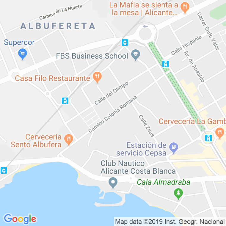 Código Postal calle Colonia Romana, camino (Impares Del 31 Al Final)  (Pares Del 32 Al Final) en Alacant/Alicante