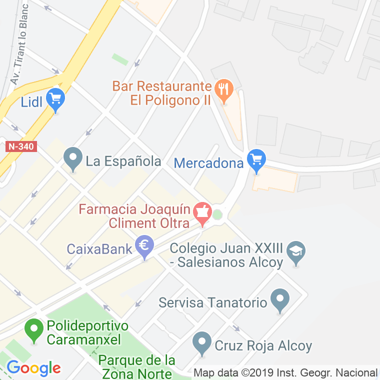 Código Postal calle Sant Joan Bosco en Alcoi/Alcoy