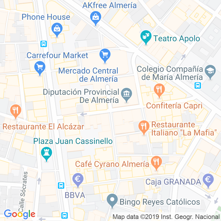 Código Postal calle Navarro Rodrigo en Almería