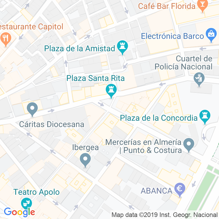 Código Postal calle Santa Rita, plaza en Almería