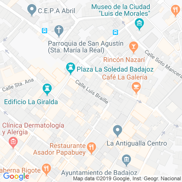 Código Postal calle Luis Braille en Badajoz