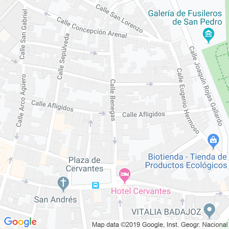 Código Postal calle Afligidos en Badajoz