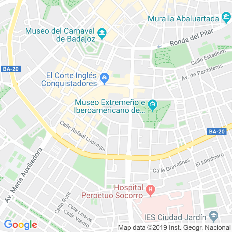 Código Postal calle Pilar, avenida (Impares Del 1 Al Final)  (Pares Del 2 Al Final) en Badajoz
