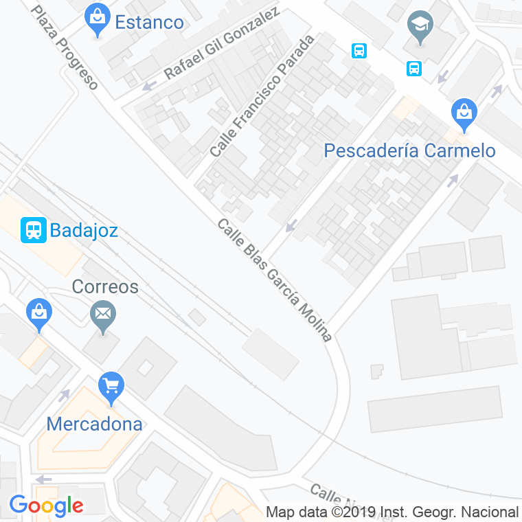 Código Postal calle Blas Garcia Molina en Badajoz