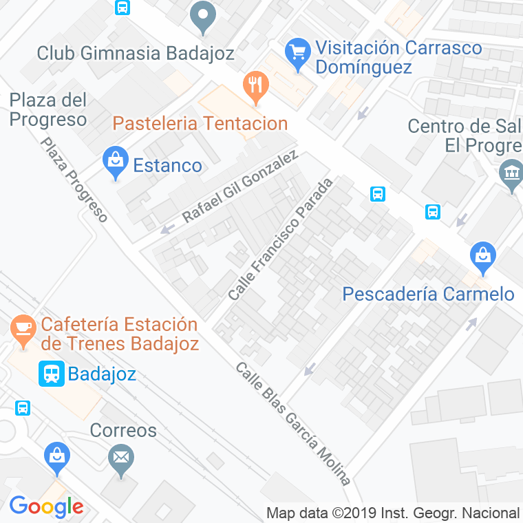 Código Postal calle Francisco Parada en Badajoz