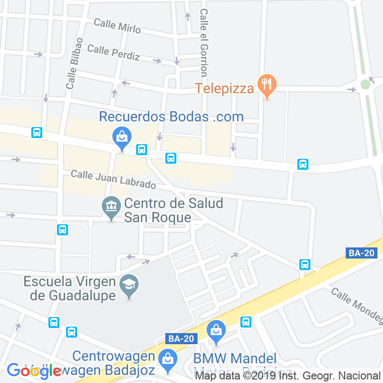Código Postal calle Juan Labrado en Badajoz