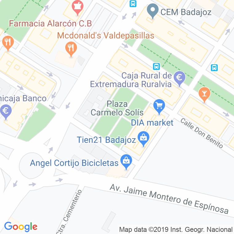 Código Postal calle Carmelo Solis, plaza en Badajoz