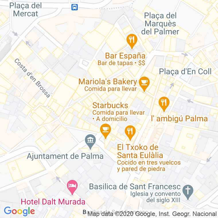 Código Postal calle Pescateria, plaça en Palma de Mallorca