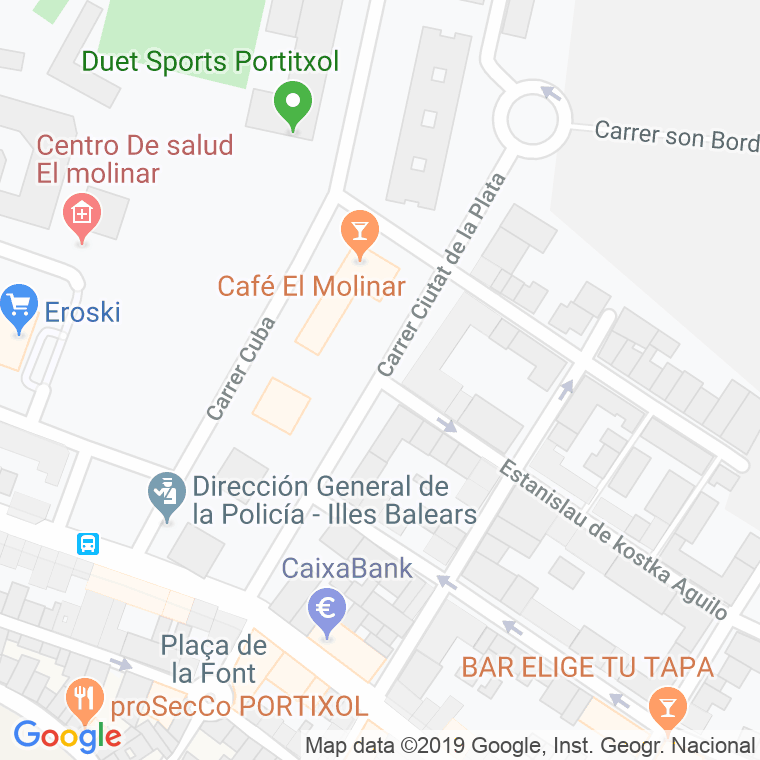 Código Postal calle Ciutat De La Plata en Palma de Mallorca
