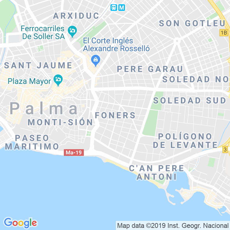 Código Postal calle Foners en Palma de Mallorca