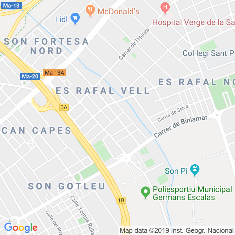 Código Postal calle Pere Ripoll I Palou en Palma de Mallorca