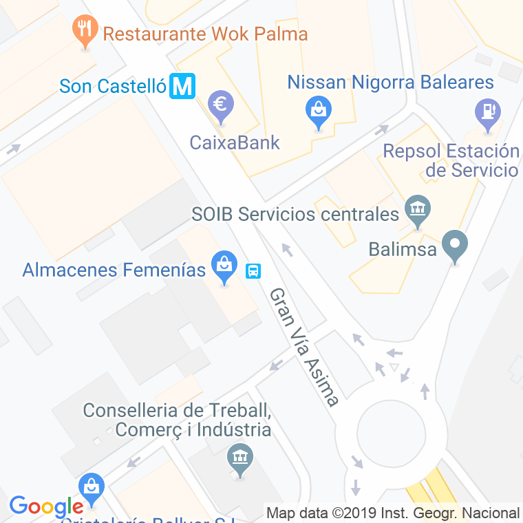 Código Postal calle Asima, gran Via en Palma de Mallorca