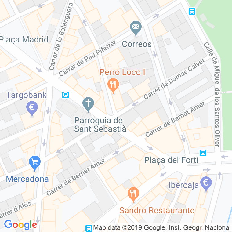 Código Postal calle Damas Calvet en Palma de Mallorca