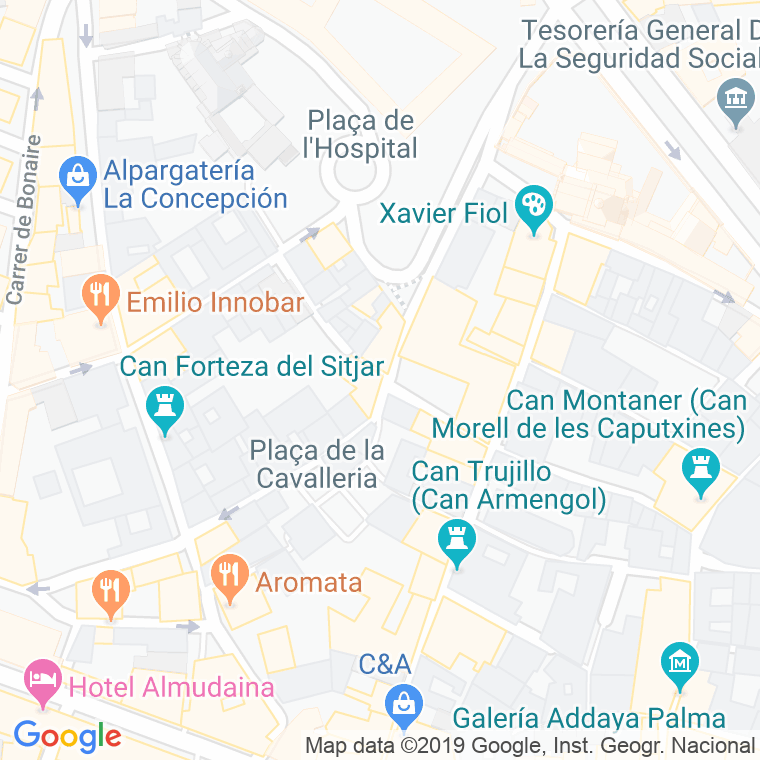 Código Postal calle Cavalleria, plaça en Palma de Mallorca