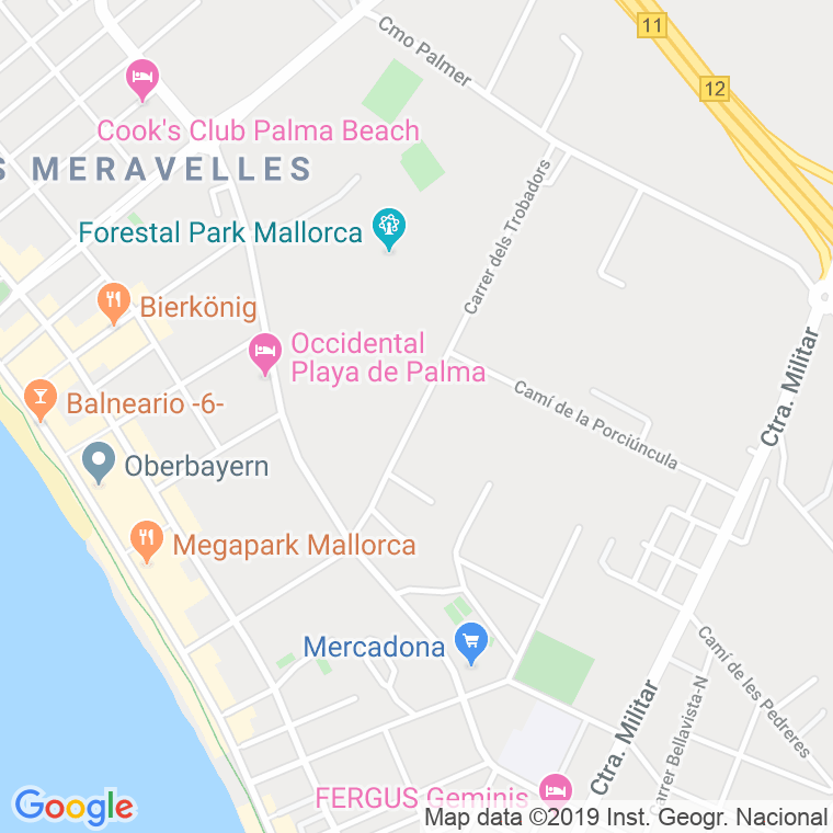 Código Postal calle Trobadors en Palma de Mallorca