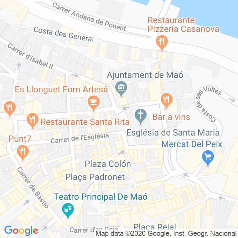 Código Postal calle Constitucio, plaça en Maó