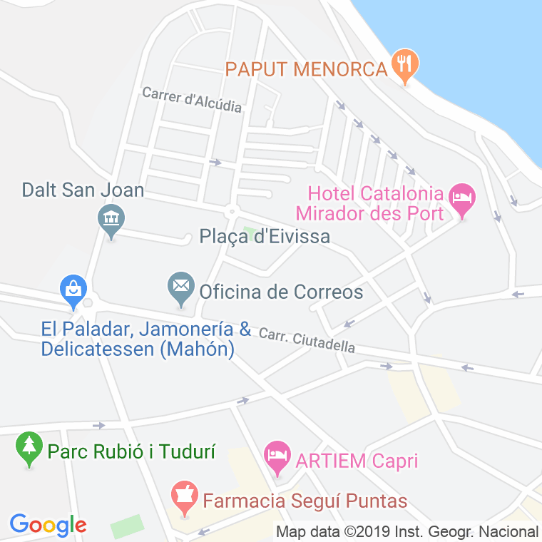 Código Postal calle Eivissa, plaça en Maó