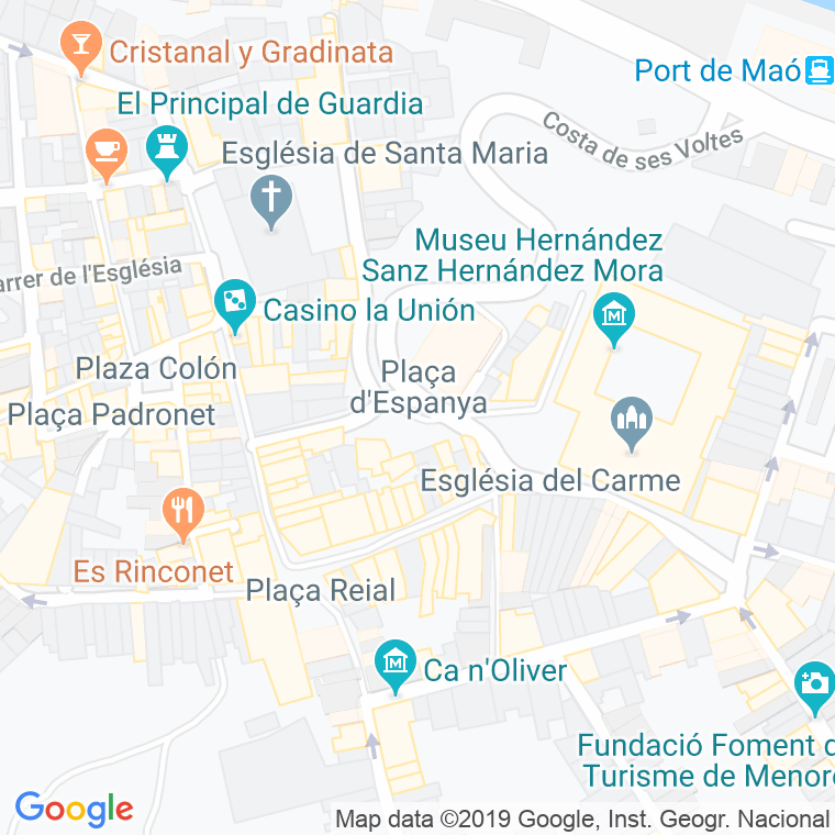 Código Postal calle Espanya, D', plaça en Maó