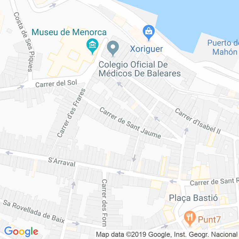 Código Postal calle Sant Jaume en Maó