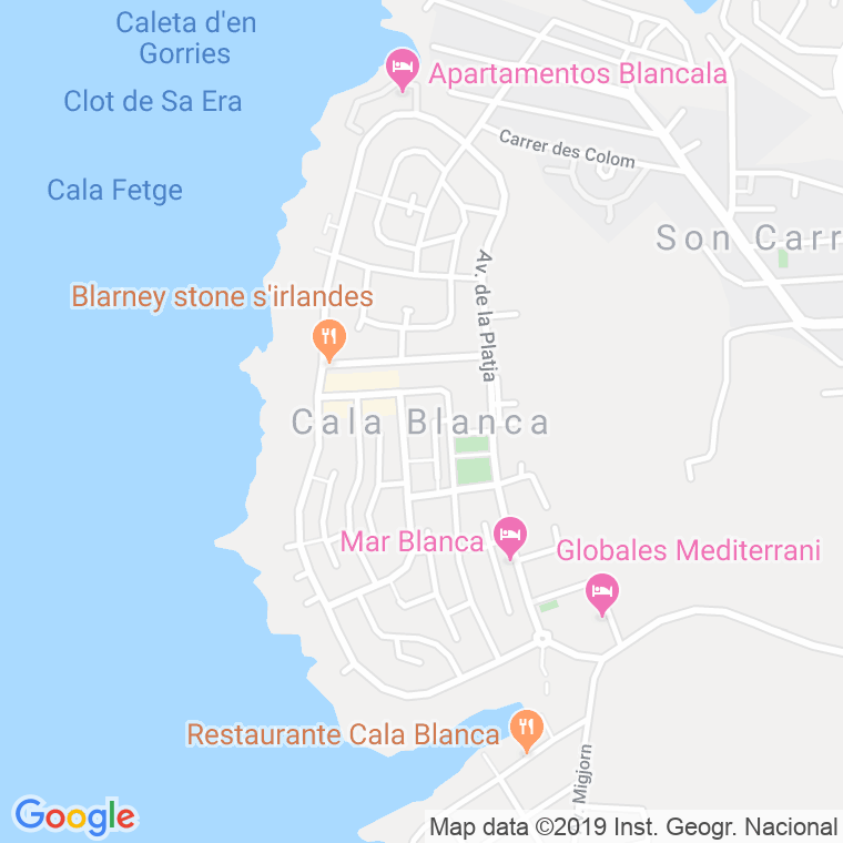 Código Postal de Cala Blanca (Ciutadella De Menorca) en Illes Balears