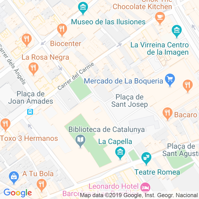 Código Postal calle Floristes De La Rambla, De Les en Barcelona
