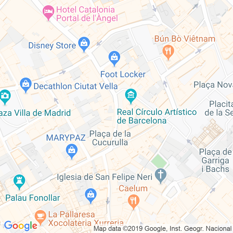 Código Postal calle Cucurulla, plaça en Barcelona