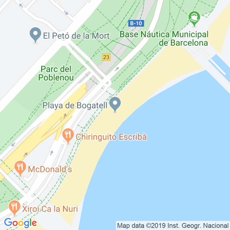 Código Postal calle Bogatell, Del, platja en Barcelona